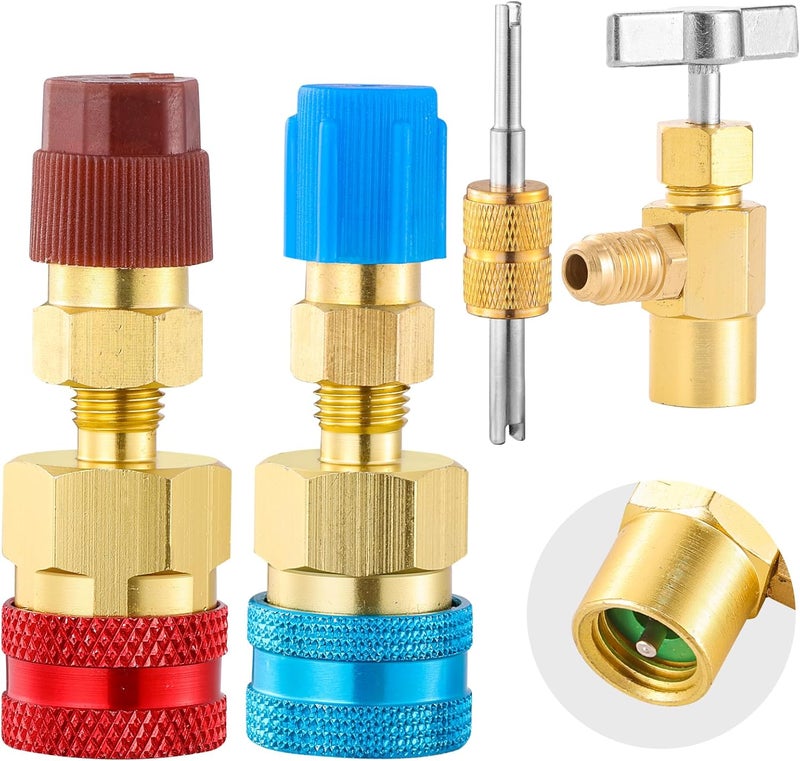 Tigbear R1234YF Quick Coupler Kit, R1234yf to R134a Quick Coupler Adapter, R1234YF High and Low Side Quick Couplers Kit (R1234YF Adapter + 1PC Can Opener) - Image 1